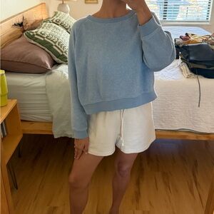 Madewell Light Blue Fleece Pullover Sweatshirt